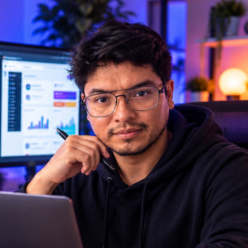 Martín Carrillo, desarrollador de software, en su estudio de trabajo